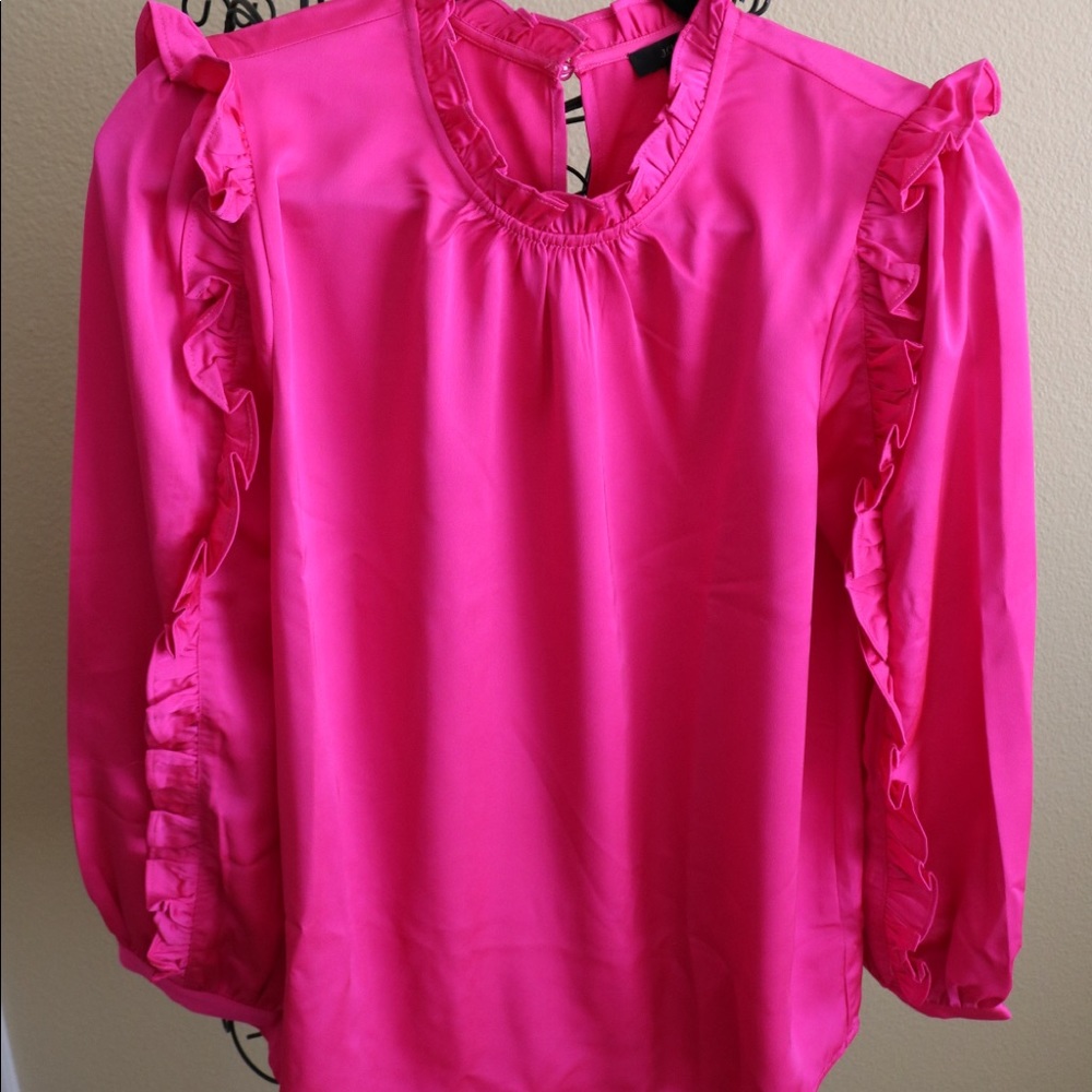 NEW! J. Crew Pink Ruffle Top